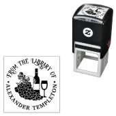 Rustic Wine, Glasses, Bunch of Grapes Library Book Zelfinktende Stempel (In situ)