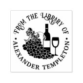 Rustic Wine, Glasses, Bunch of Grapes Library Book Zelfinktende Stempel (Design)