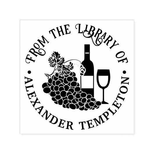 Rustic Wine, Glasses, Bunch of Grapes Library Book Zelfinktende Stempel (Design)
