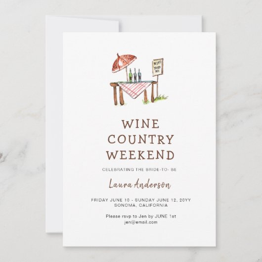 Rustic Wine Land Bachelorette weekend Kaart (Voorkant)