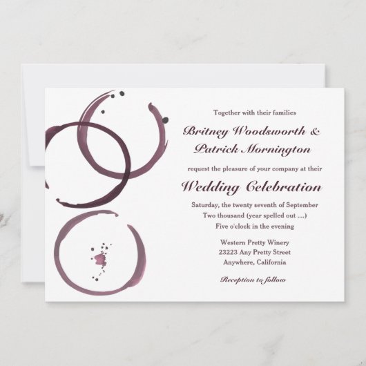 Rustic Wine Stain Vineyard Wedding Invitting Kaart (Voorkant)