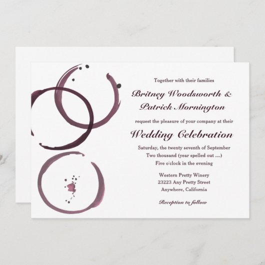 Rustic Wine Stain Vineyard Wedding Invitting Kaart (Voorkant / Achterkant)