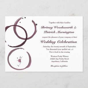 Rustic Wine Stain Vineyard Wedding Invitting Kaart