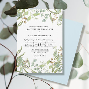 Rustic Winery Blue Eucalyptus Greenery Wedding Kaart