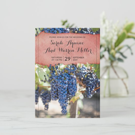 Rustic Winery Grape Wines Wedding Kaart (Staand voorkant)