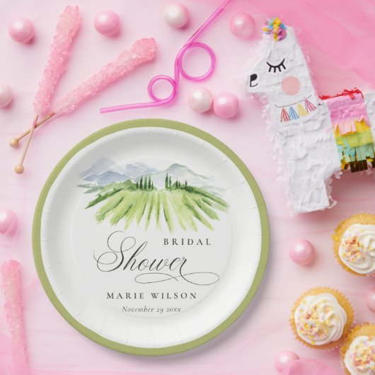 Rustic Winery Vineyard Mountain Vrijgezellenfeest Papieren Bordje (Feest)