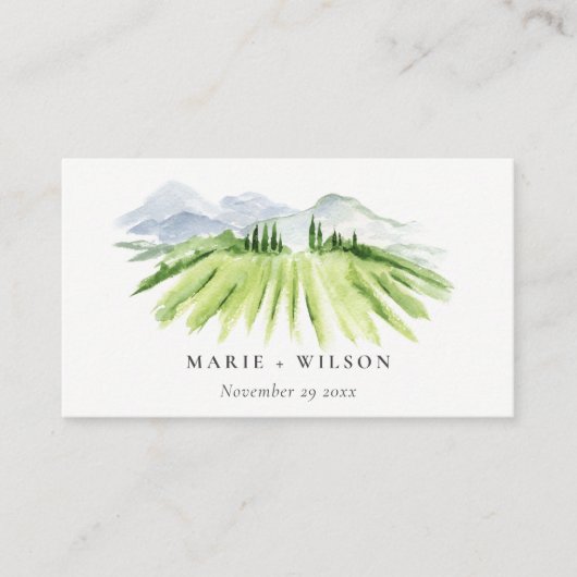 Rustic Winery Vineyard Mountain Wedding Website Informatiekaartje (Voorkant)