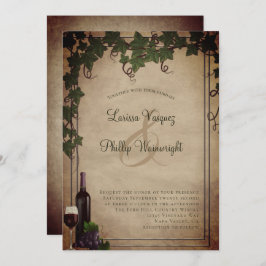 Rustic Winery Vineyard Wedding Invitation Kaart