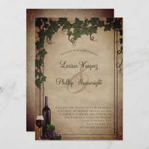 Rustic Winery Vineyard Wedding Invitation Kaart