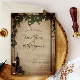 Rustic Winery Vineyard Wedding Invitation Kaart