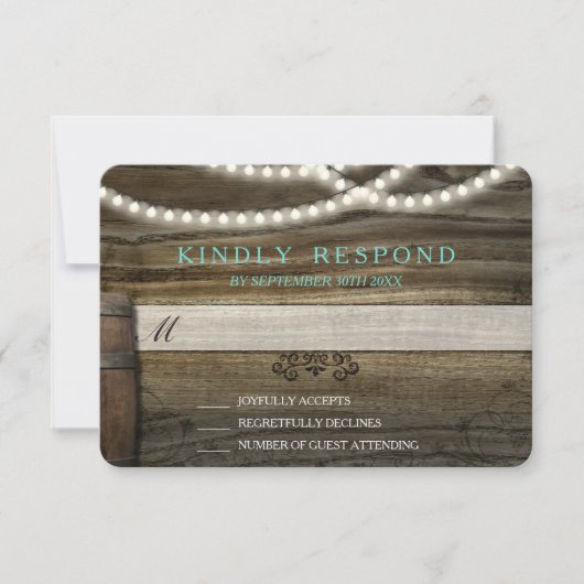 Rustic Winery Wedding RSVP Kaartje (Voorkant)
