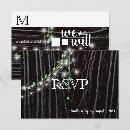 Rustic Wingerd & Lichten RSVP Kaart (Voorkant / Achterkant)