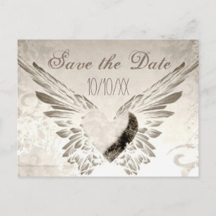 Rustic Wings Angel Heart  Save the Date Aankondigingskaart