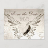 Rustic Wings Angel Heart  Save the Date Aankondigingskaart (Voorkant)
