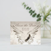 Rustic Wings Angel Heart  Save the Date Aankondigingskaart (Staand voorkant)