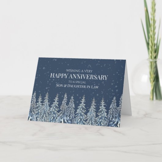 Rustic Winter Anniversary Son Daughter in Law Card Bedankkaart (Voorkant)