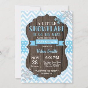Rustic Winter Baby shower Blue Snowflake Kaart