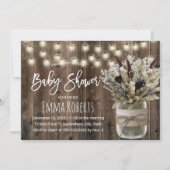 Rustic Winter Baby shower Floral Jar String Lights Kaart (Voorkant)