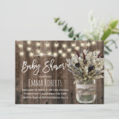 Rustic Winter Baby shower Floral Jar String Lights Kaart (Staand voorkant)