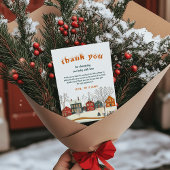 Rustic Winter Baby Shower Snow Village Bedankkaart