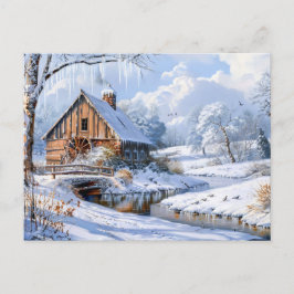 Rustic Winter Barn beroemd gemaakt door Frozen Str Briefkaart
