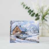 Rustic Winter Barn beroemd gemaakt door Frozen Str Briefkaart (Staand voorkant)