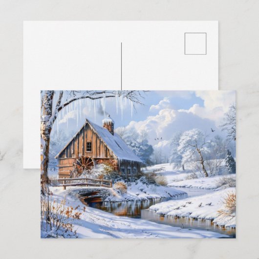 Rustic Winter Barn beroemd gemaakt door Frozen Str Briefkaart (Voorkant / Achterkant)