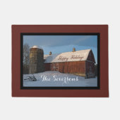 Rustic Winter Barn Prettige feestdagen Deurmat (Voorkant)