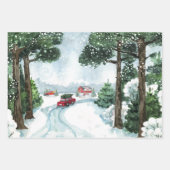 Rustic Winter Barn  Red Farmhouse Truck Inpakpapier Vel (Voorkant 2)