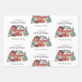 Rustic Winter Barn  Red Farmhouse Truck Inpakpapier Vel (Voorkant)