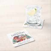 Rustic Winter Barn  Red Farmhouse Truck Kartonnen Onderzetters (Insitu)