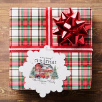 Rustic Winter Barn  Red Farmhouse Truck