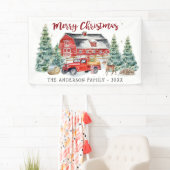 Rustic Winter Barn  Red Farmhouse Truck Spandoek (Insitu)
