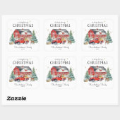Rustic Winter Barn  Red Farmhouse Truck Vierkante Sticker (Vel)