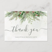 Rustic Winter Berries Pine Cone Greenery Wedding Bedankkaart (Voorkant)
