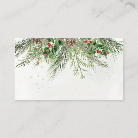 Rustic Winter Berries Pine Cone Greenery Wedding Informatiekaartje (Achterkant)
