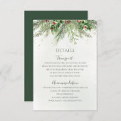 Rustic Winter Berries Pine Cone Greenery Wedding Informatiekaartje (Voorkant / Achterkant)