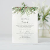 Rustic Winter Berries Pine Cone Greenery Wedding Informatiekaartje (Staand voorkant)