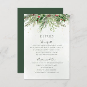 Rustic Winter Berries Pine Cone Greenery Wedding Informatiekaartje