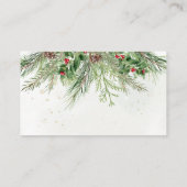 Rustic Winter Berries Pine Cone Greenery Wedding Informatiekaartje (Achterkant)