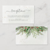 Rustic Winter Berries Pine Cone Greenery Wedding Informatiekaartje (Voorkant / Achterkant)