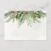Rustic Winter Berries Pine Cone Greenery Wedding Informatiekaartje (Achterkant)