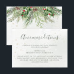 Rustic Winter Berries Pine Cone Greenery Wedding Informatiekaartje<br><div class="desc">Een mooie verblijfskaart voor bruiloft met handbeschilderde botanische waterverf als illustratie van wintergroenmakerij,  tuinen voor pijnbomen en sparren,  keien en holbessen. Ideale keuze voor wintervakantie of kerstvakantie-bruiloften.</div>