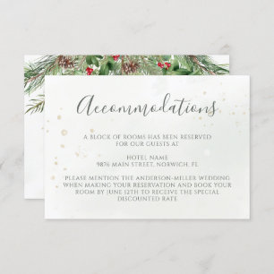 Rustic Winter Berries Pine Cone Greenery Wedding Informatiekaartje