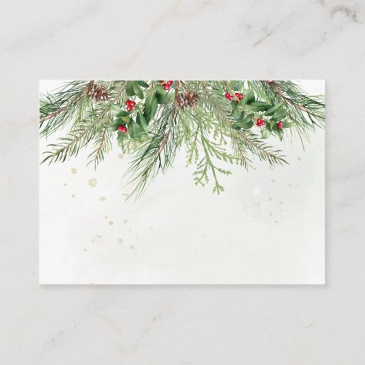 Rustic Winter Berries Pine Cone Greenery Wedding Informatiekaartje (Achterkant)