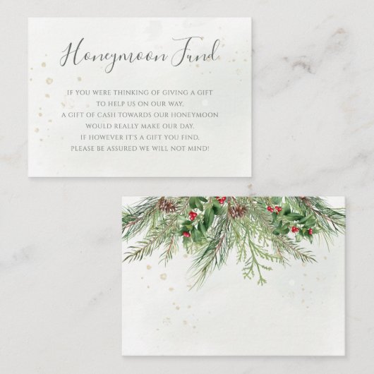 Rustic Winter Berries Pine Cone Greenery Wedding Informatiekaartje (Voorkant / Achterkant)