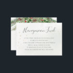 Rustic Winter Berries Pine Cone Greenery Wedding Informatiekaartje<br><div class="desc">Mooie huwelijksmaanbedekkingskaarten met handbeschilderde botanische waterverf illustraties van wintergroenmakerijen,  pijnbomen en sparren,  keien en holbessen. Ideale keuze voor wintervakantie of kerstvakantie-bruiloften.</div>