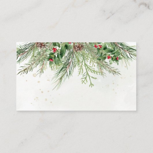 Rustic Winter Berries Pine Cone Greenery Wedding Informatiekaartje (Achterkant)