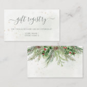 Rustic Winter Berries Pine Cone Greenery Wedding Informatiekaartje (Voorkant / Achterkant)