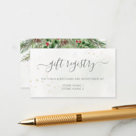 Rustic Winter Berries Pine Cone Greenery Wedding Informatiekaartje